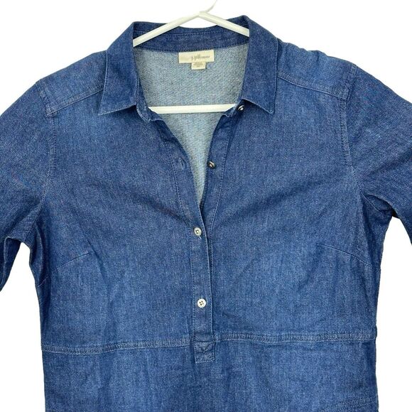 J Jill Chambray Denim Shirt Dress High Waist Long Sleeve Womens Size XS Blue EUC - Picture 2 of 7